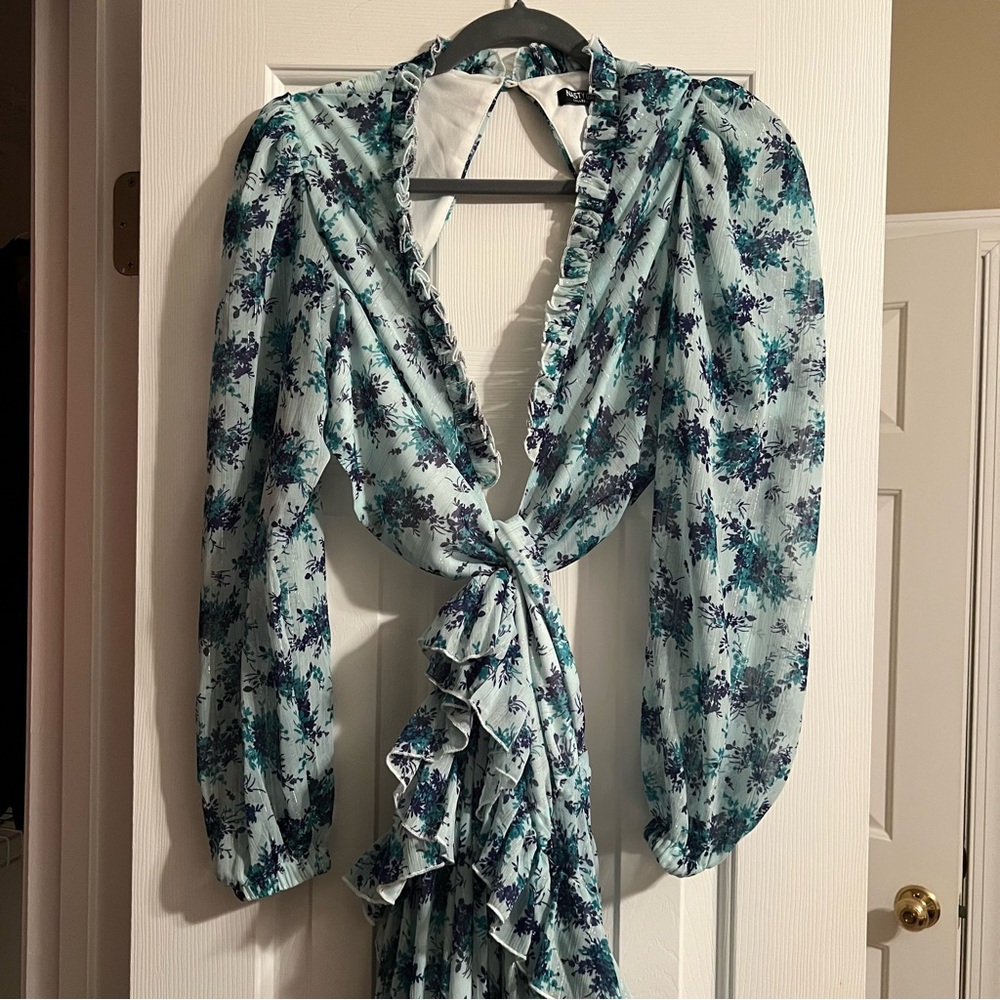 Floor length cut out + backless dress